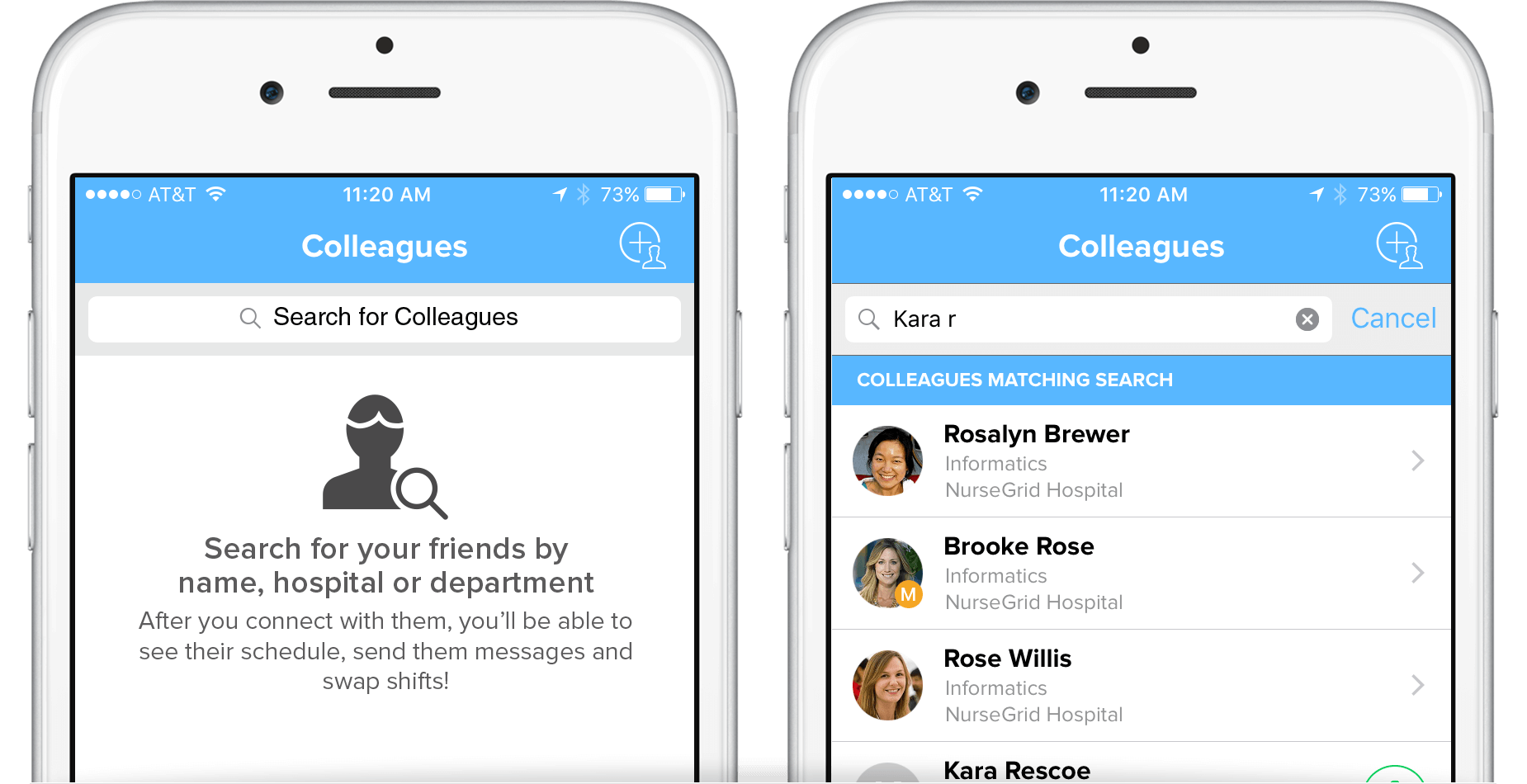 Nursegrid nursing schedule app search function