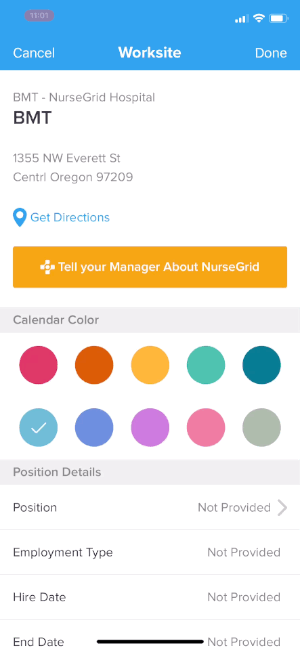 iOS screenshot Nursegrid adding details