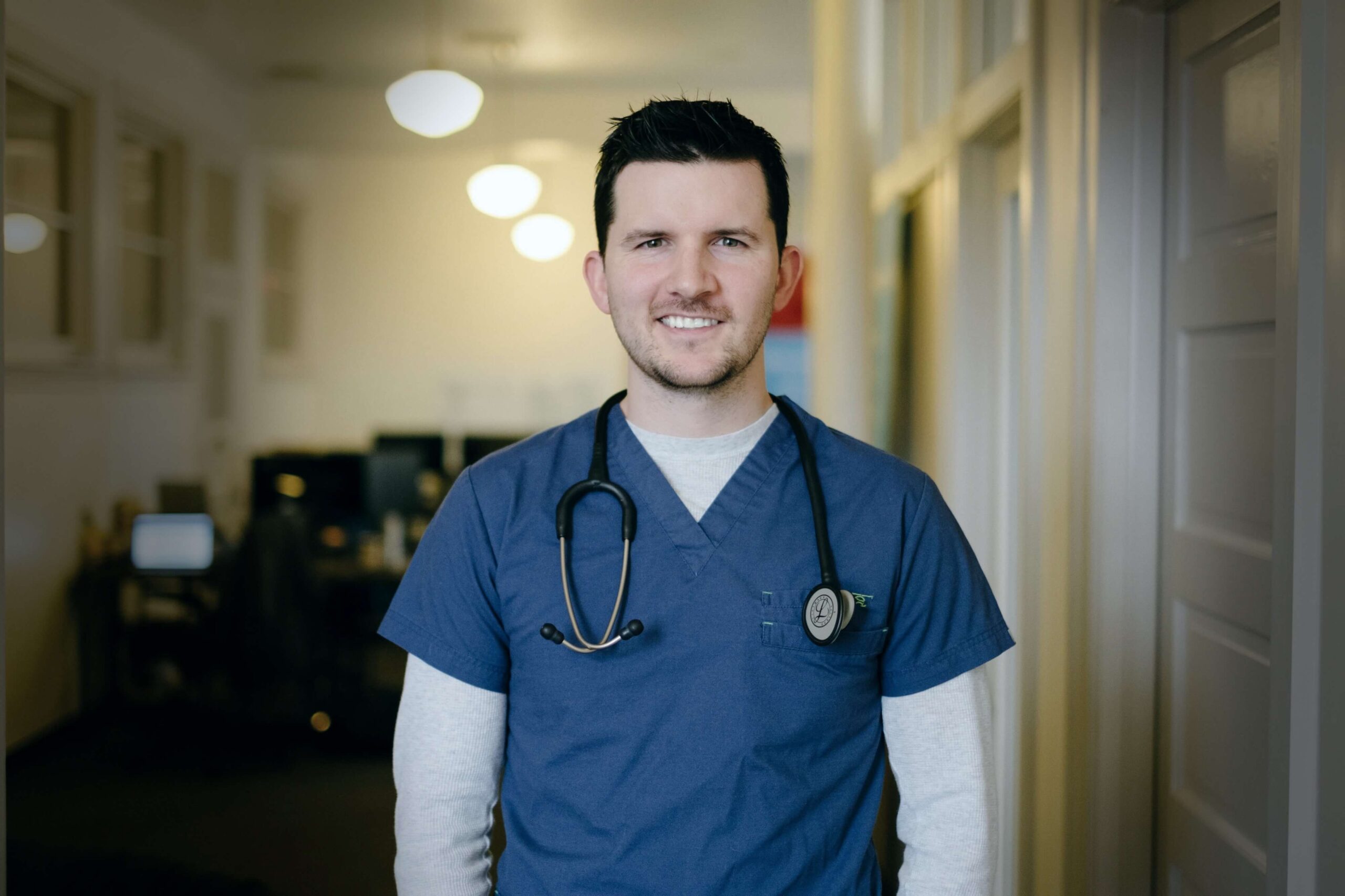 Zach in scrubs
